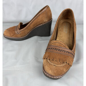 Naturalizer N5 Comfort Kendall Shoes Women's Size 5 Tan Wedge Suede Loafesr